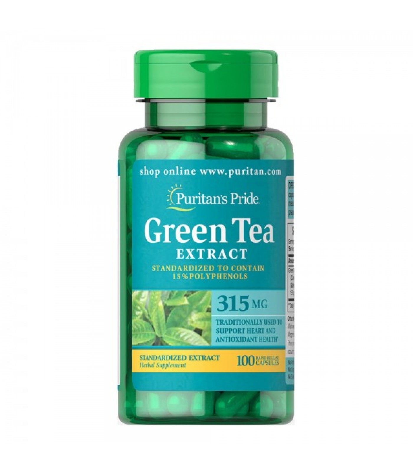 Puritan's Pride Green Tea Extract / 315 мг - 100 капсули​